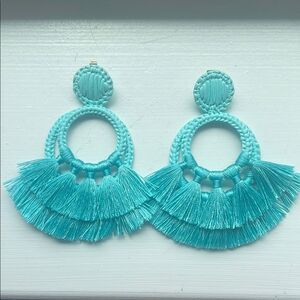 NWOT {Never Worn} Turquoise Woven Tassel Earrings Super Cute